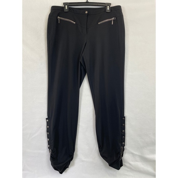 Bisou Bisou Black Women Pants Zippers Ankle Accents Career Casual Size 14 Black - Picture 10 of 10